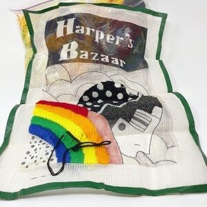 Vintage Harper's Bazaar Magazine Partially Finished Needlepoint Piece 16…